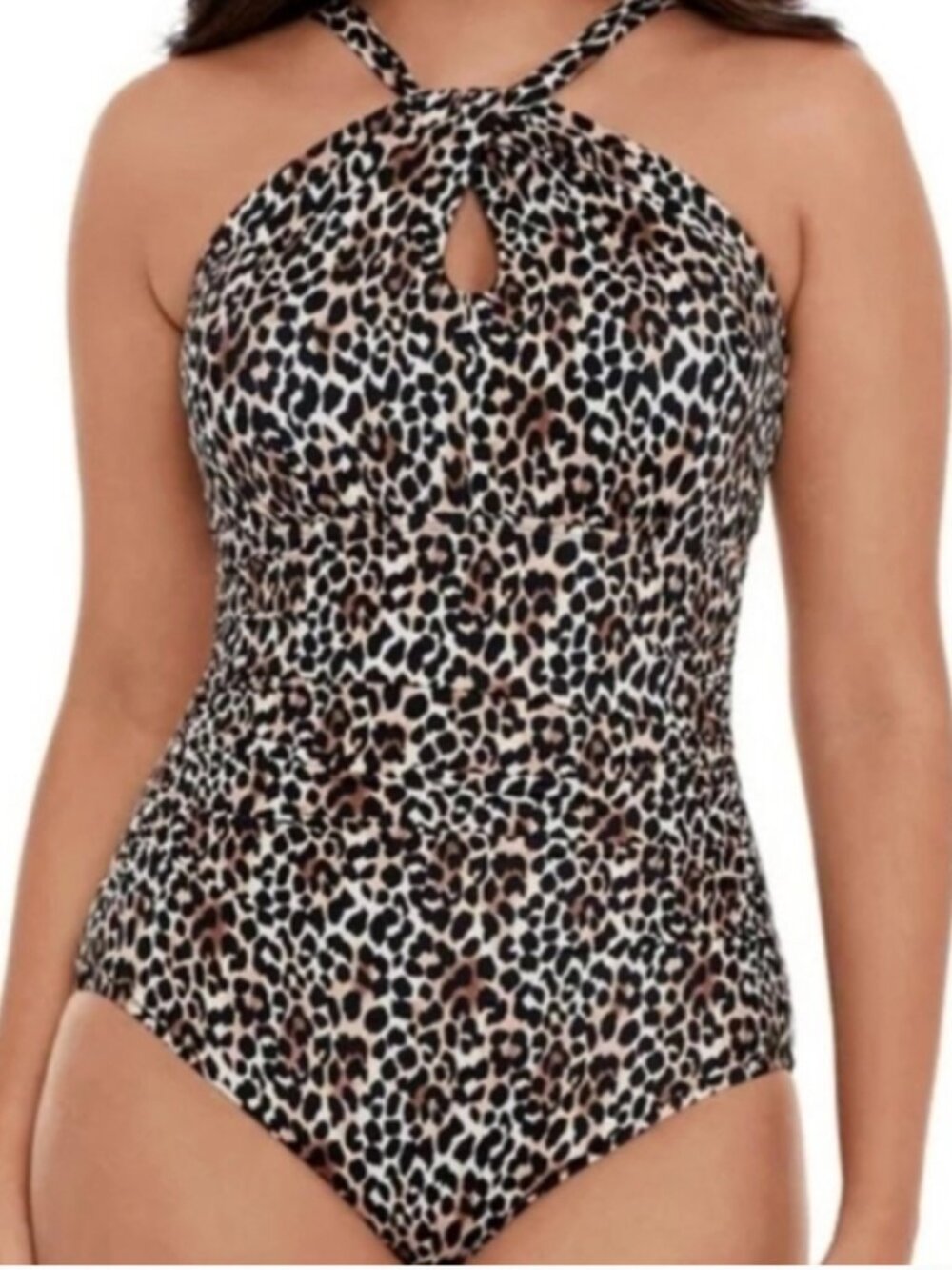 Embrace Tour Curves Miracle Suit Leopard Print One-Piece Swimsuit - Brown Sz XL